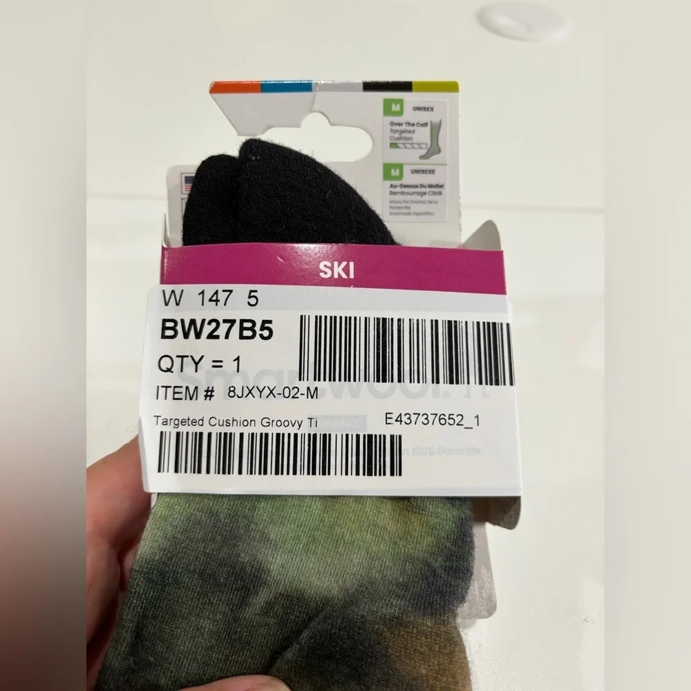 SmartWool Men's Medium Targeted Cushion Groovy Tie-Dye Print Ski Socks Green NWT